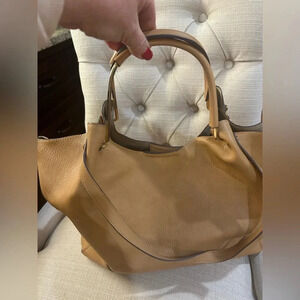 Sondra Roberts Squared Tan Vegan Leather Handbag